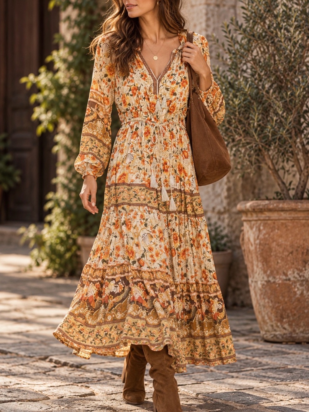 Spell and the Gypsy Collective Fall Maxi Dress Luxe Flowy Boho Size Small